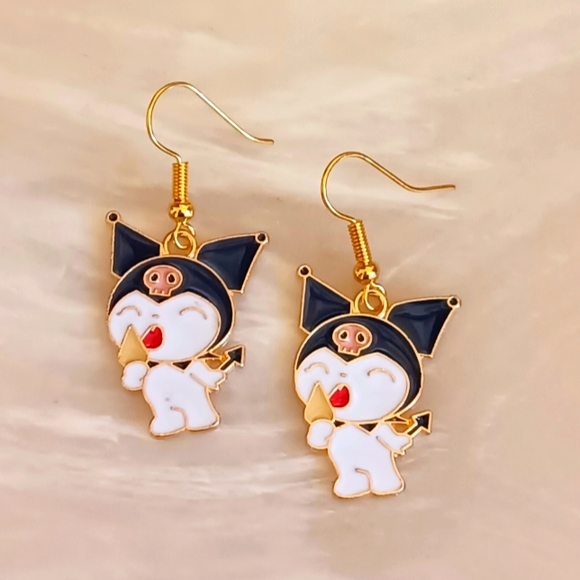 Cute Sanrio Kuromi Oil Painted Handmade Earrings - Picture 2 of 4